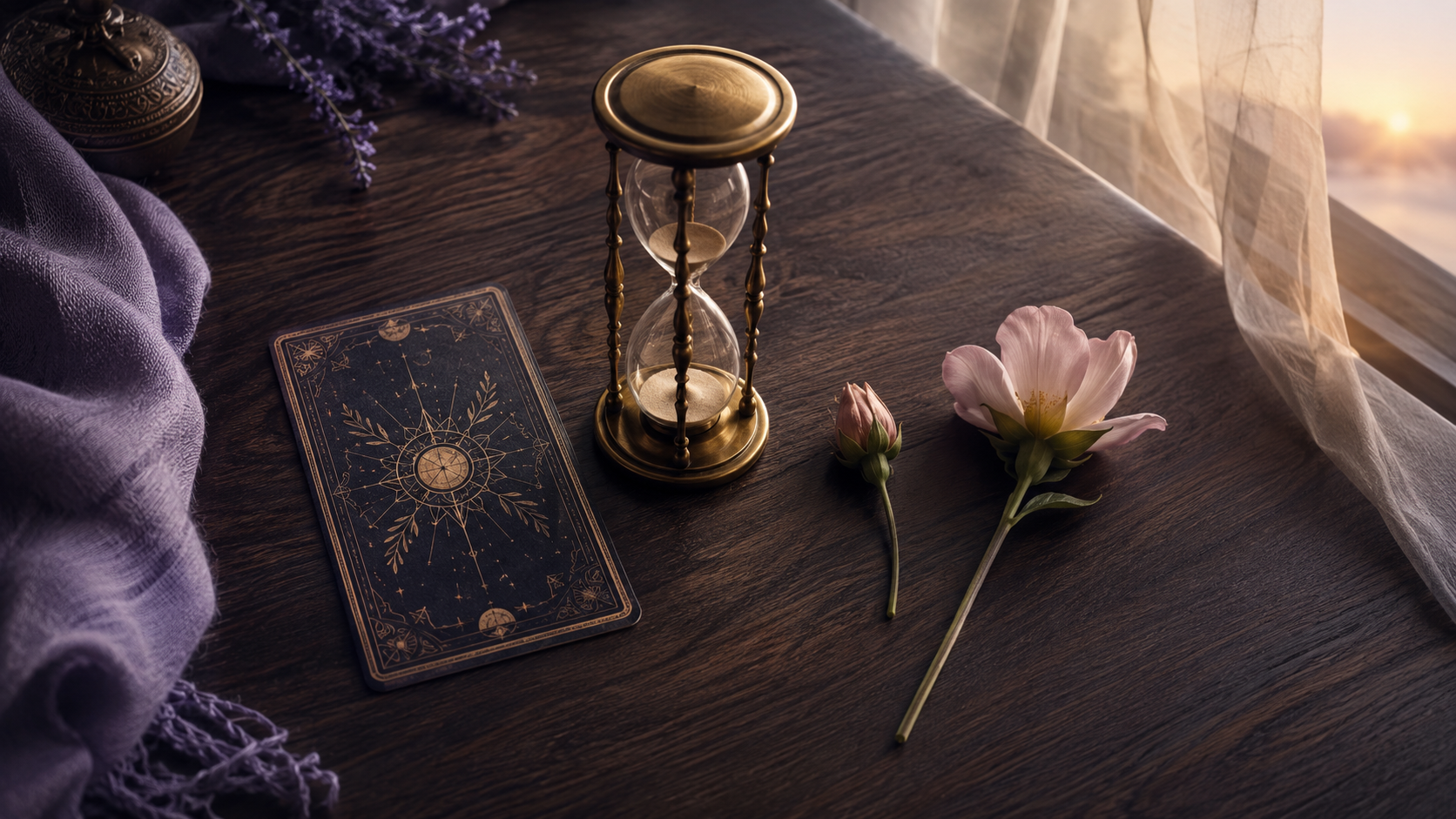 MysticX tarot card and hourglass representing a maybe or not yet answer 1.00
