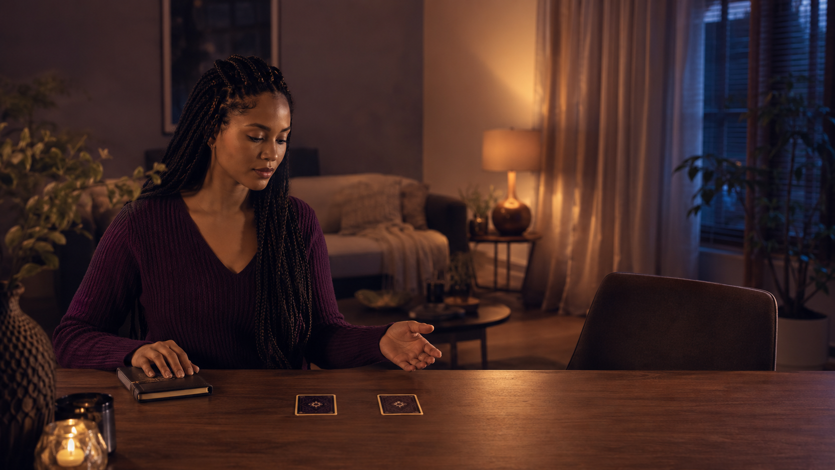 Woman reflecting on another person’s uncertainty in a MysticX tarot reading 1.00