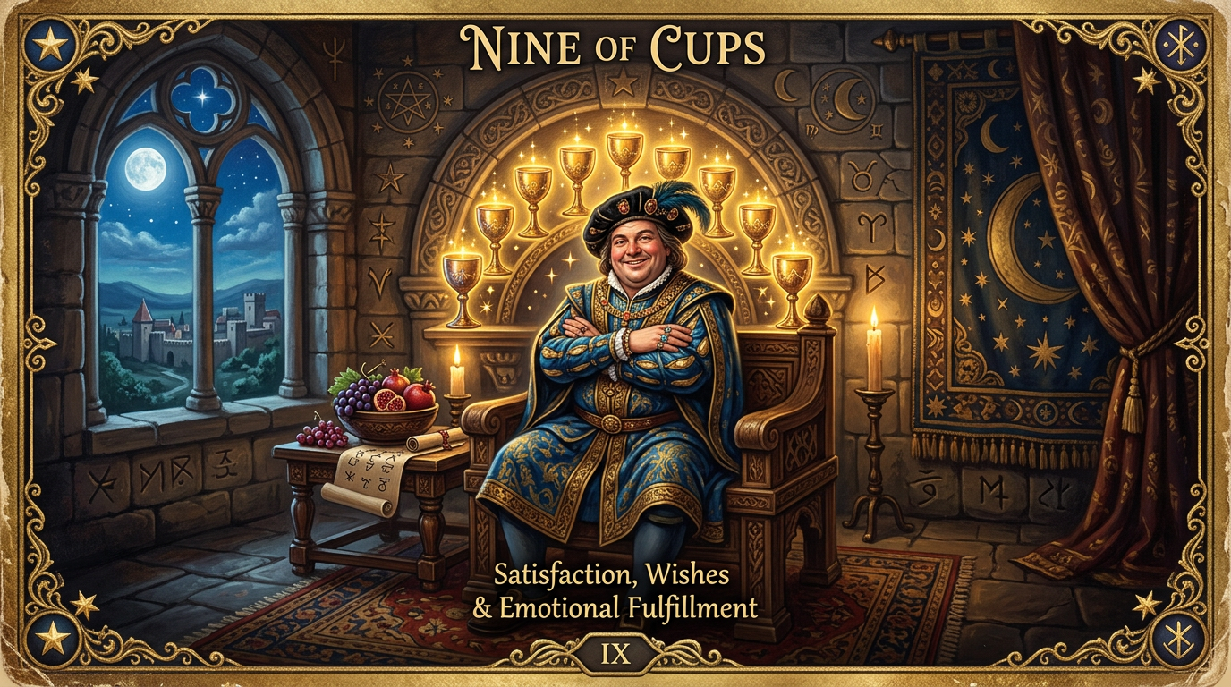 MysticX Tarot Series: Nine of Cups— Satisfaction, Wishes & Emotional Fulfillment