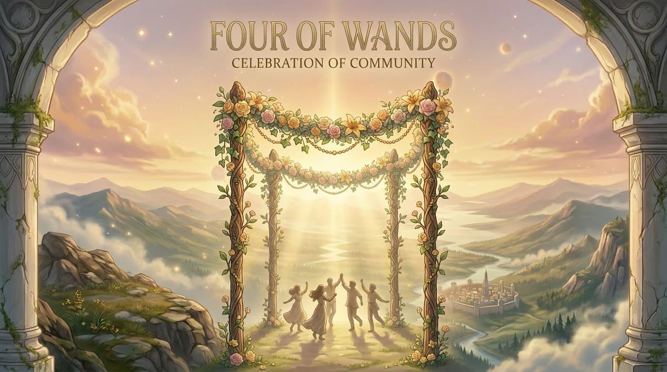MysticX Tarot Series: Four of Wands - Celebration, Stability & Joy