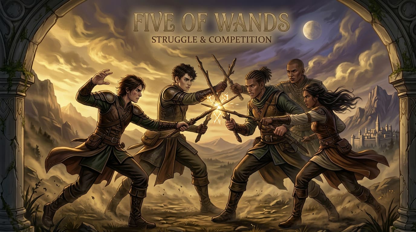 MysticX Tarot Series: Five of Wands - Conflict, Competition & Challenges