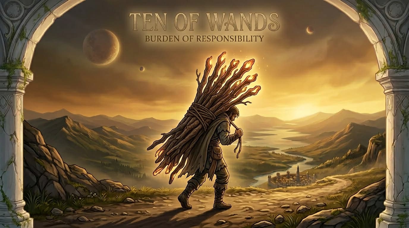 MysticX Tarot Series: Ten of Wands - Burden, Responsibility & Completion